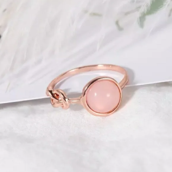 Christmas Sale!! Rose Gold Dainty Hibiscus Moonstone Infinity Ring Sizes 6, 7, 8 - Picture 5 of 5